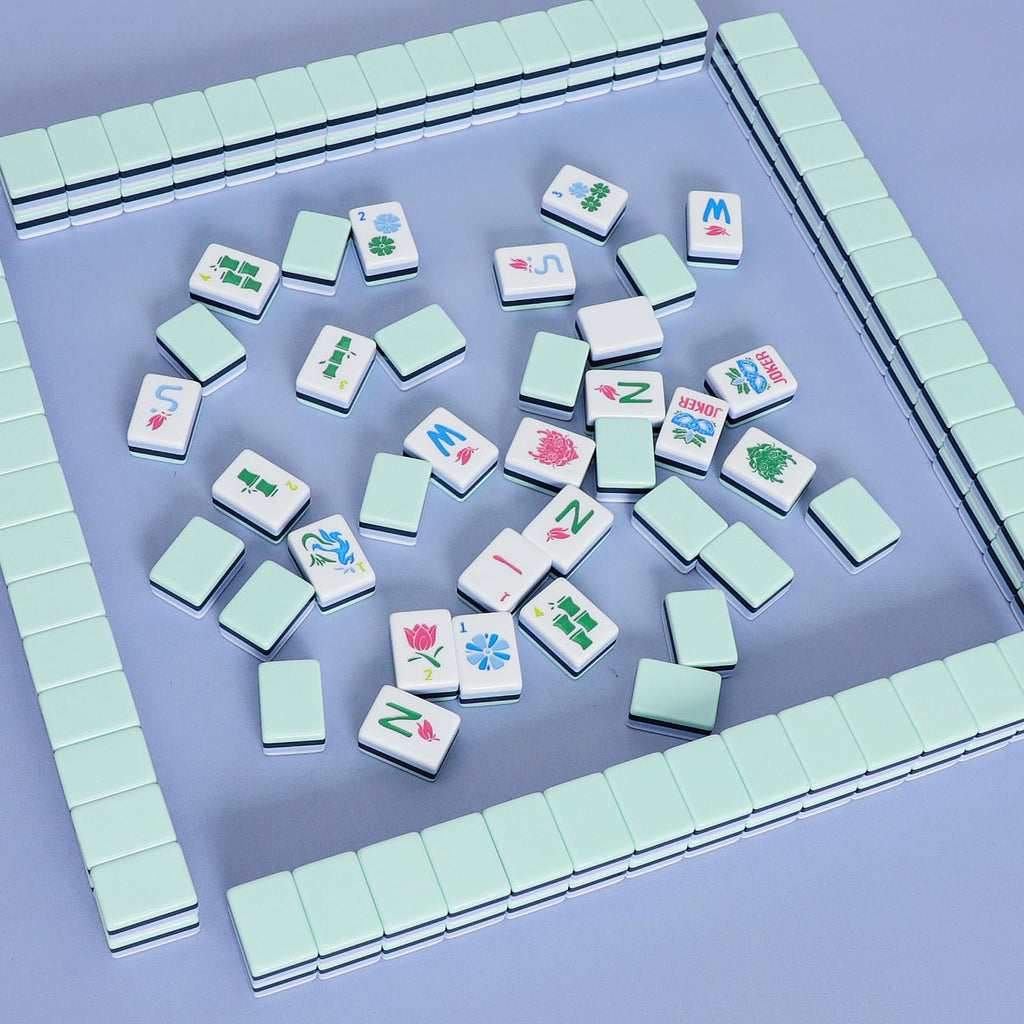 American Mahjong Set with Blue Carrying Bag, 160 Acrylic Tiles, 4 Rack/Pushers H282