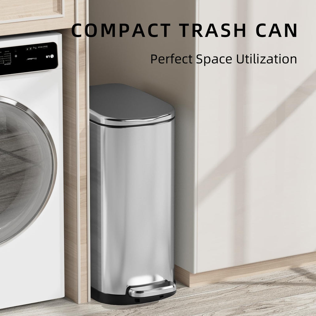 2.6 Gallon Stainless Steel Step Trash Can with Lid B8403