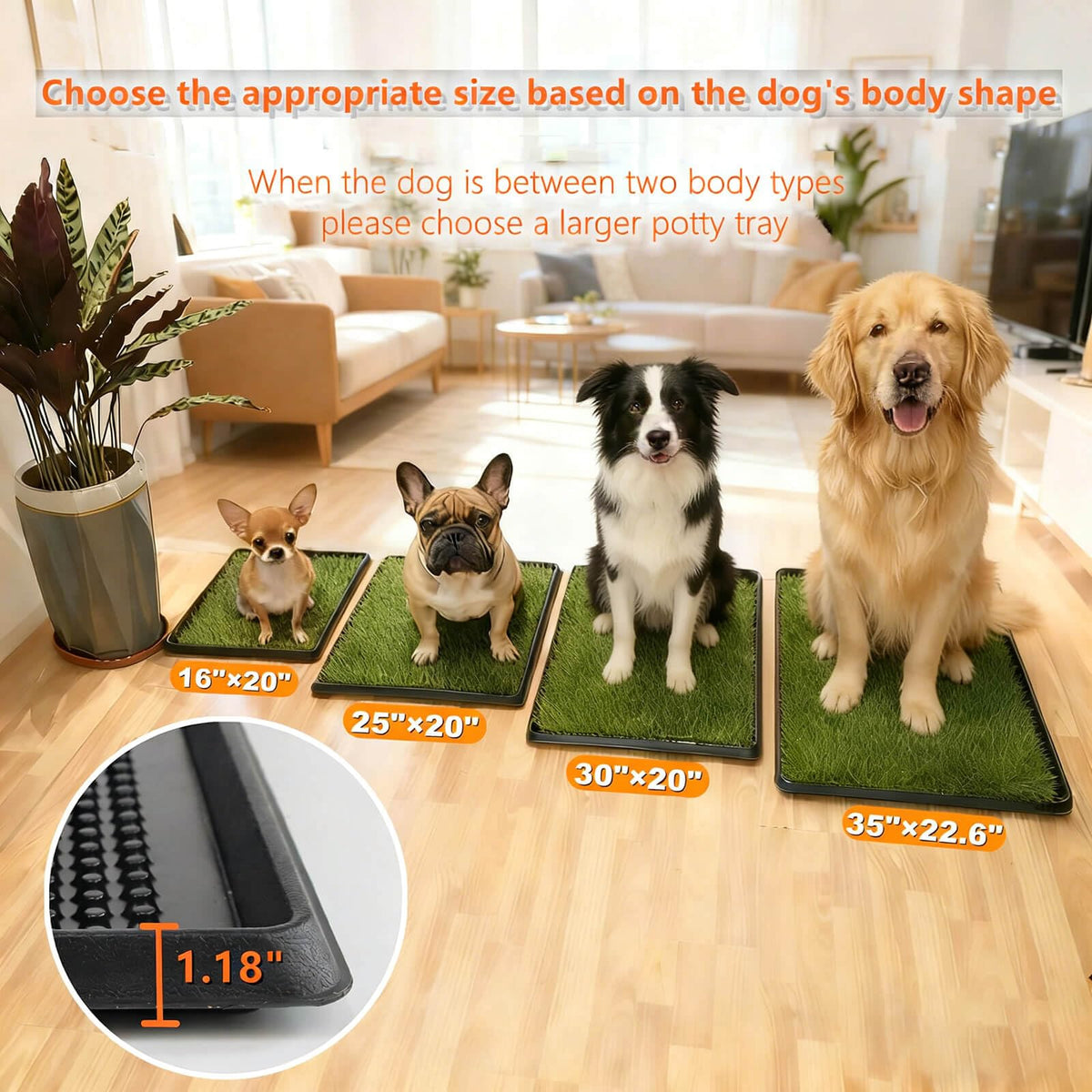 Dog Grass Pad with Tray 25"X20" Artificial Turf Pet Potty X40117