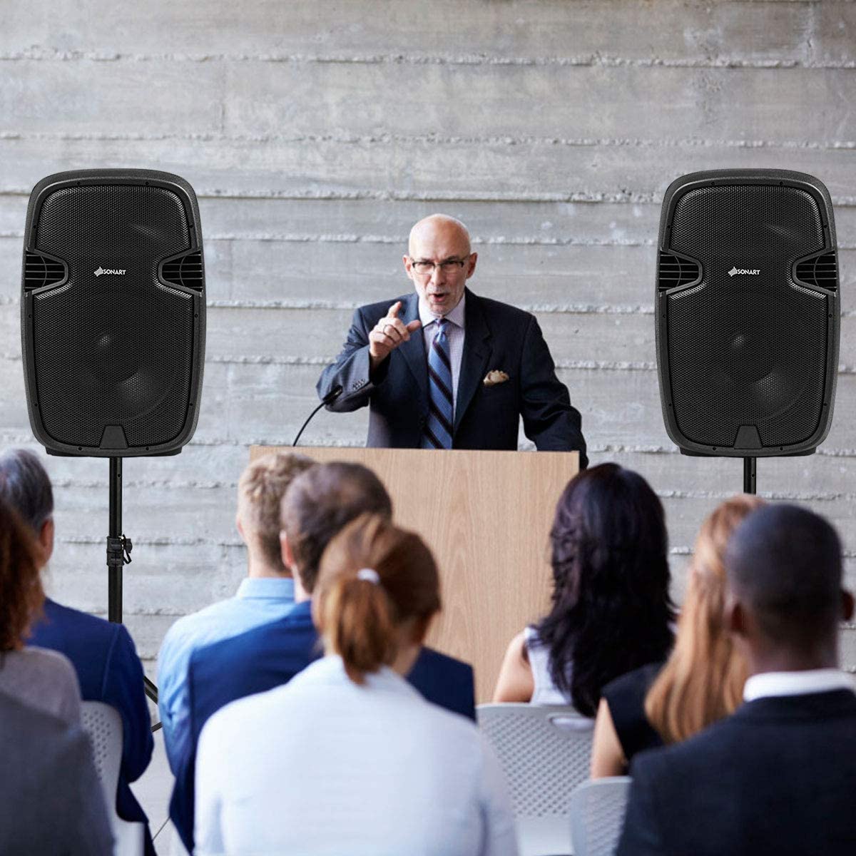 Portable 15" PA Speaker System Set Q9750