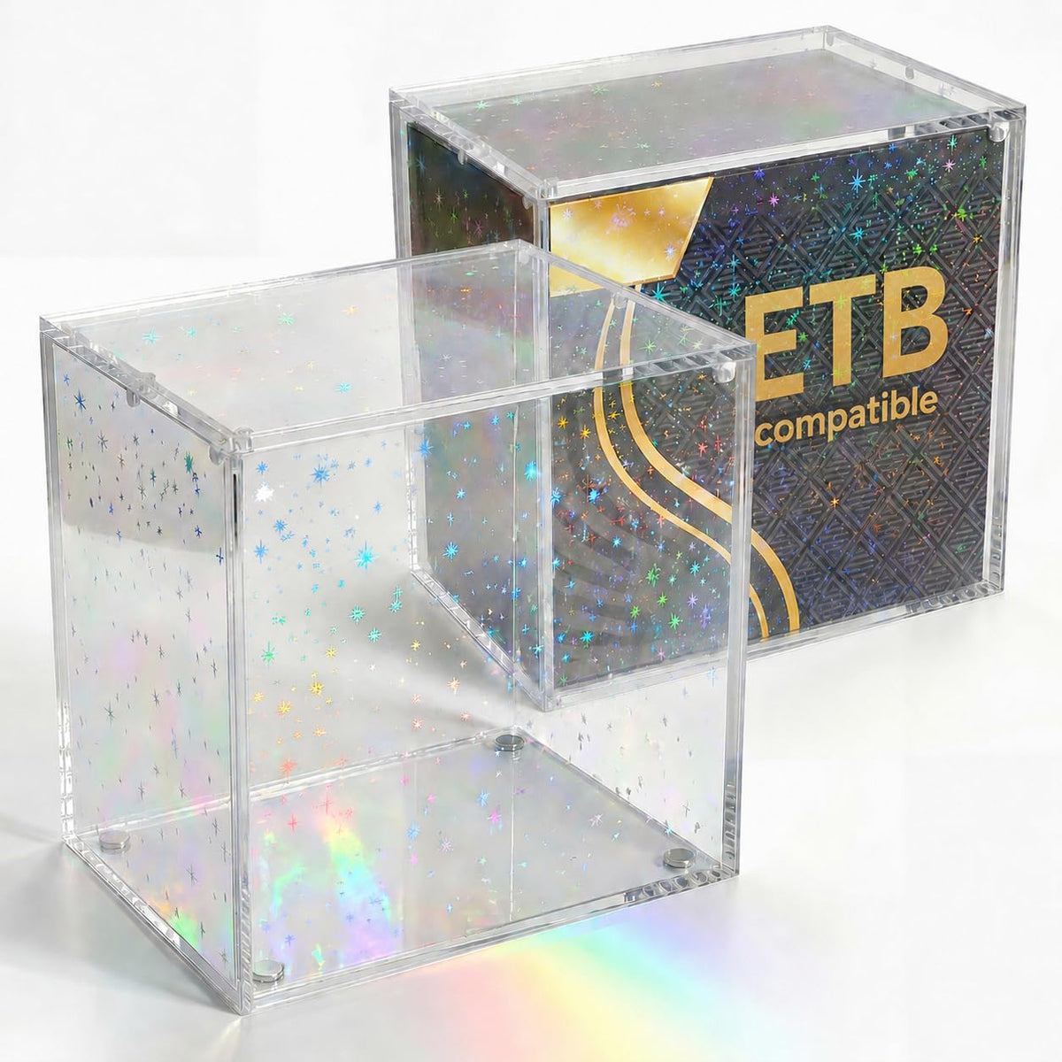 Holographic Acrylic 5mm Thick Magnetic Lid Stackable TCG Card Storage Box B9134