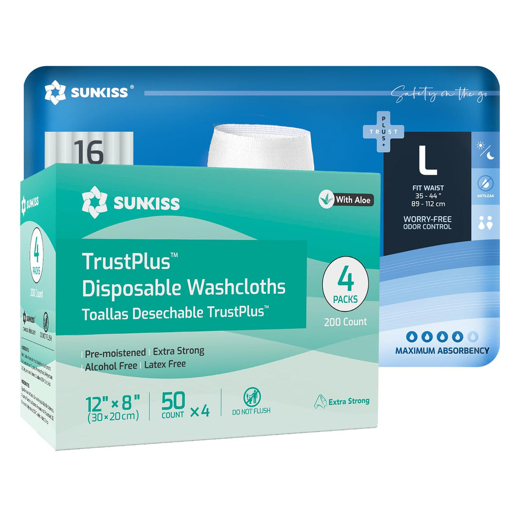 Large Incontinence Disposable Underwear 16 Count & Wet Wipes 200 Count C8403