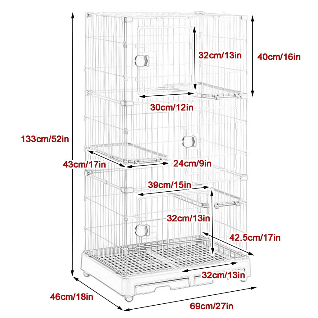 Detachable Metal Wire Cat Enclosure with Litter Box D24329