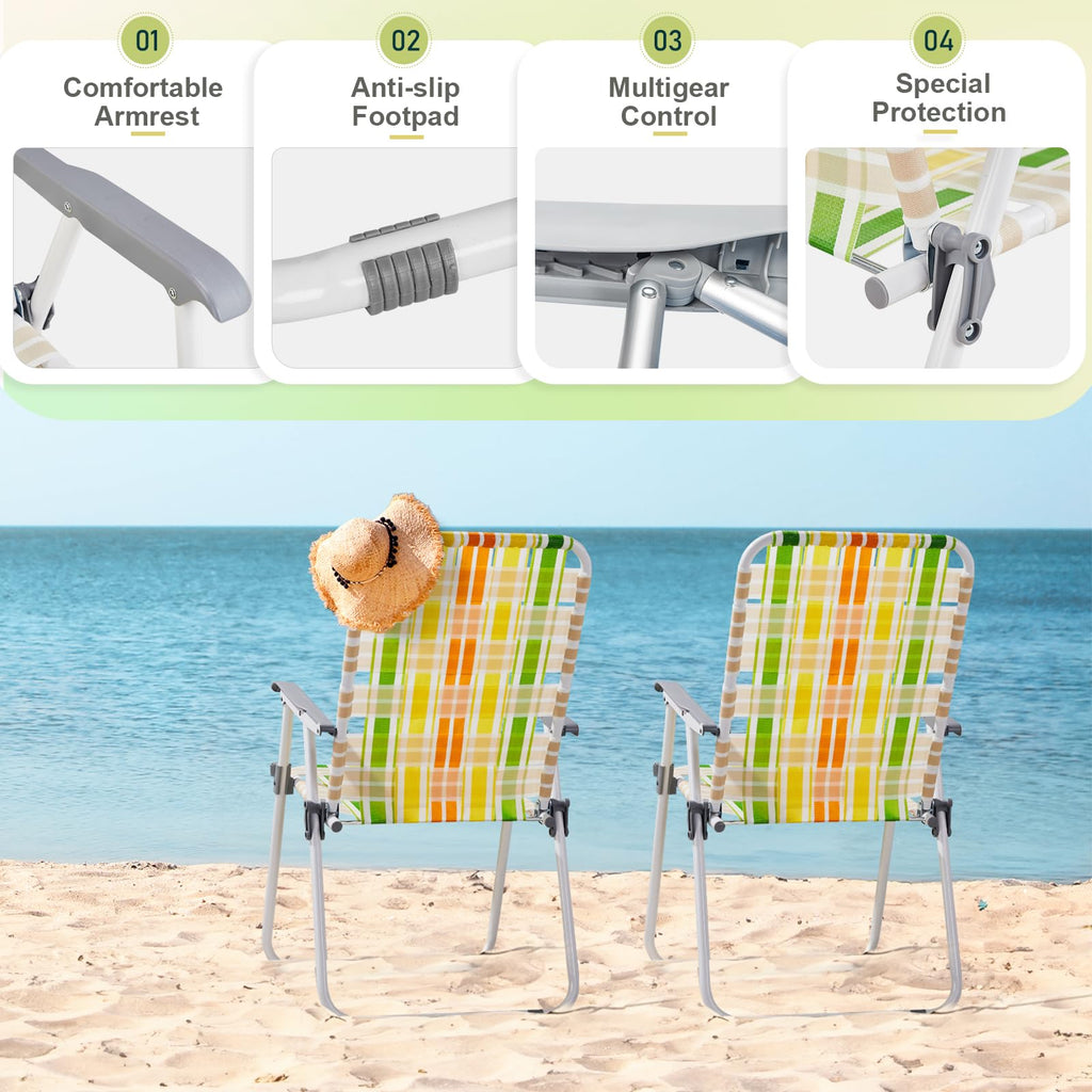 Oversized Folding Webbed Lawn Chairs Set of 2 H3085