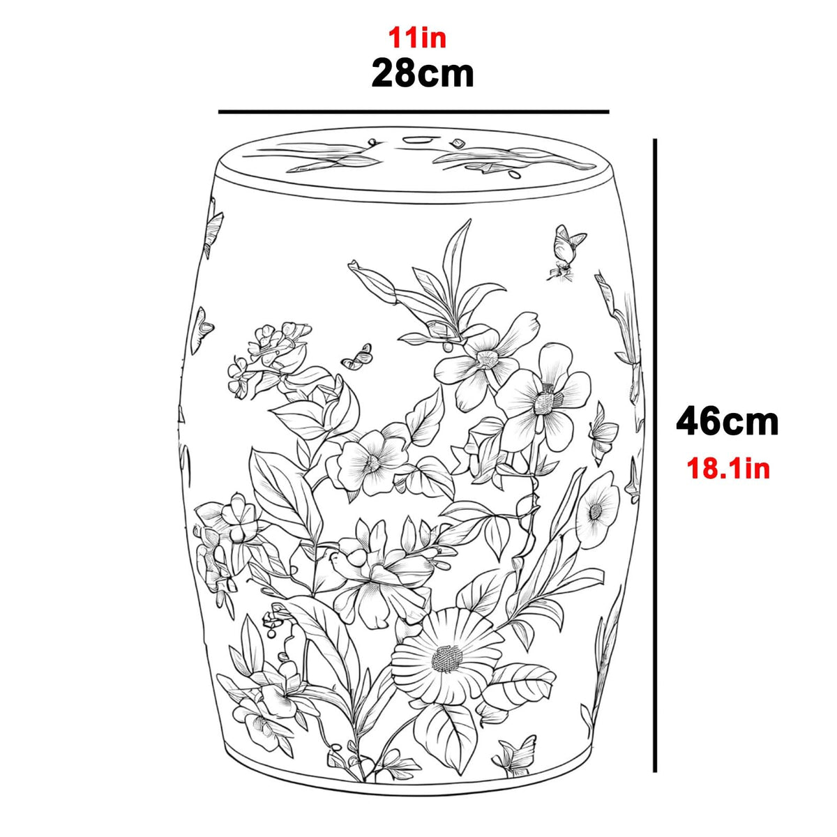 Ceramic Drum Garden Stool Q3199
