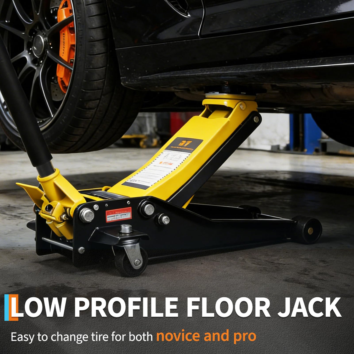 3 Ton Low Profile Hydraulic Floor Jack with Dual Piston Quick Lift Pump Steel Yellow M898391