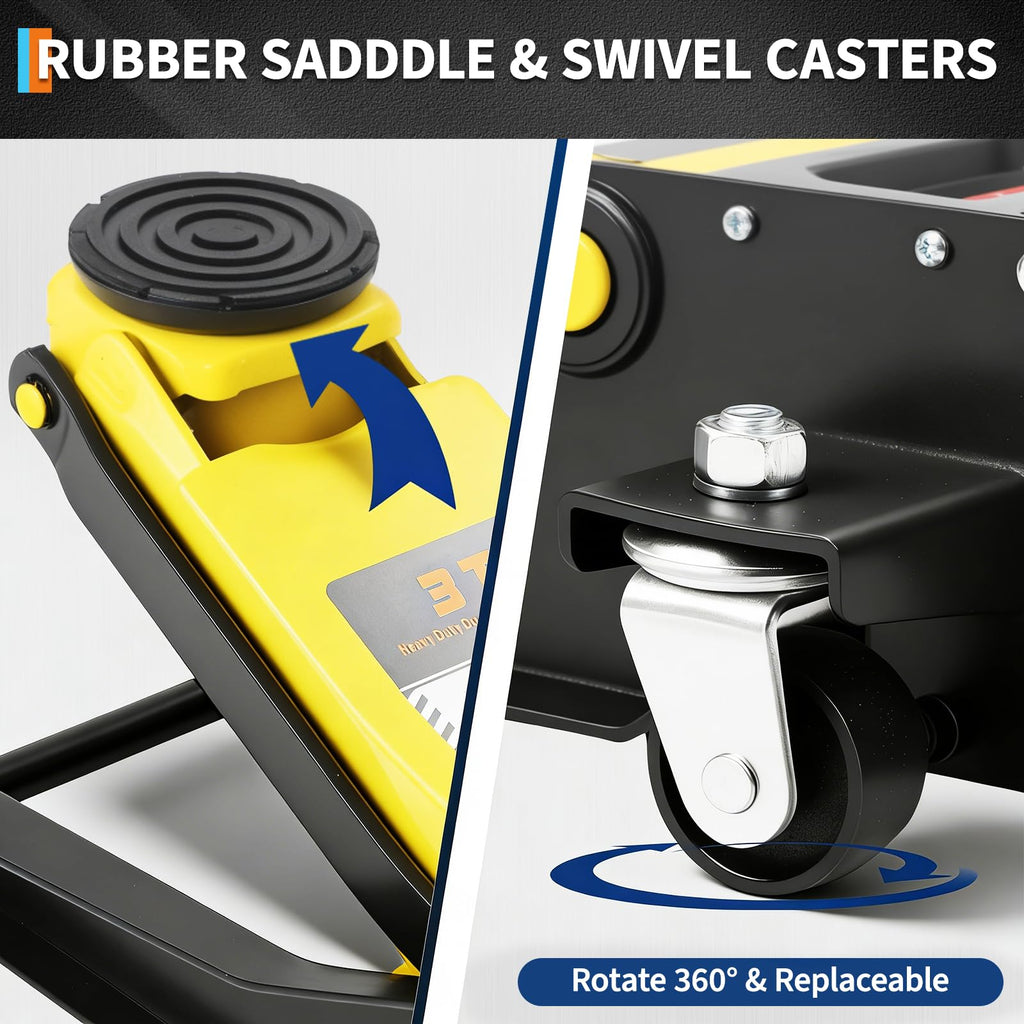 3 Ton Low Profile Hydraulic Floor Jack with Dual Piston Quick Lift Pump Steel Yellow M898391