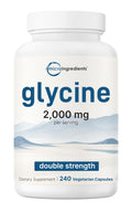 Glycine 2,000mg 240 Veggie Capsules Double Strength Amino Acids P517