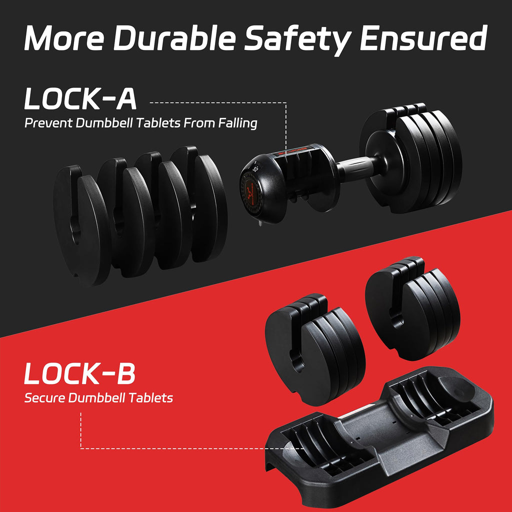 Adjustable Free Weights Dumbbells Set of 2, 52 lbs F34378