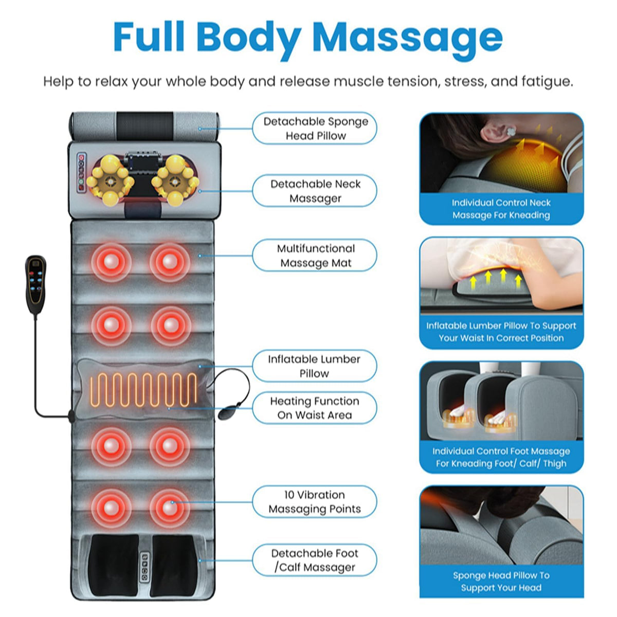 Full Body Massage Mat with Heat C523
