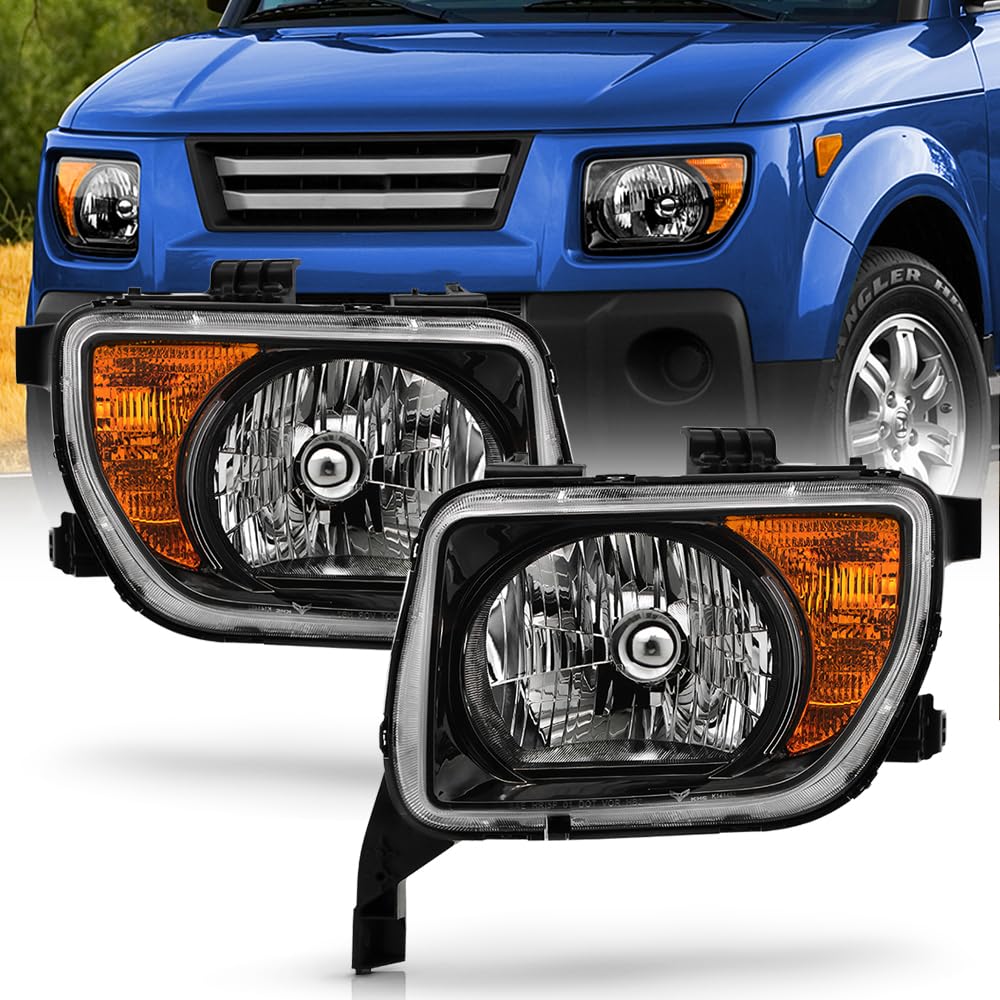 Black Headlights Headlamps Pair Set Driver & Passenger D511