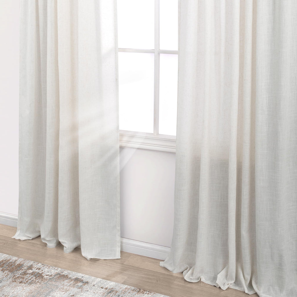 72 Inch Wide Linen Sheer Curtains, 84 Inch Long, 2 Panels Set Z52225
