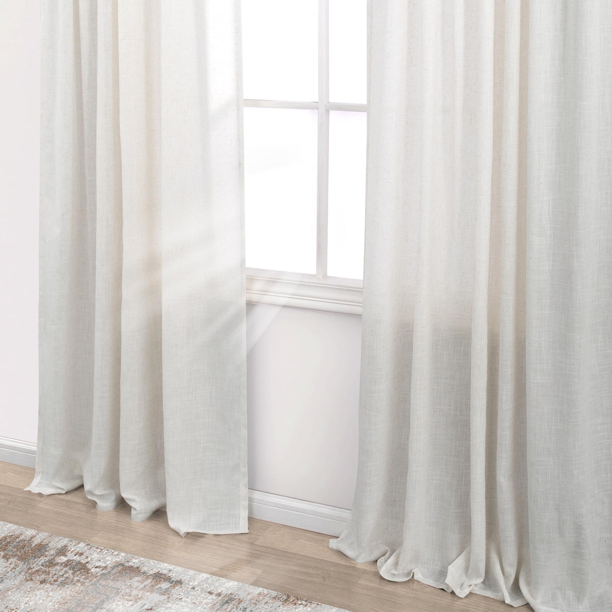 72 Inch Wide Linen Sheer Curtains, 84 Inch Long, 2 Panels Set Z52225