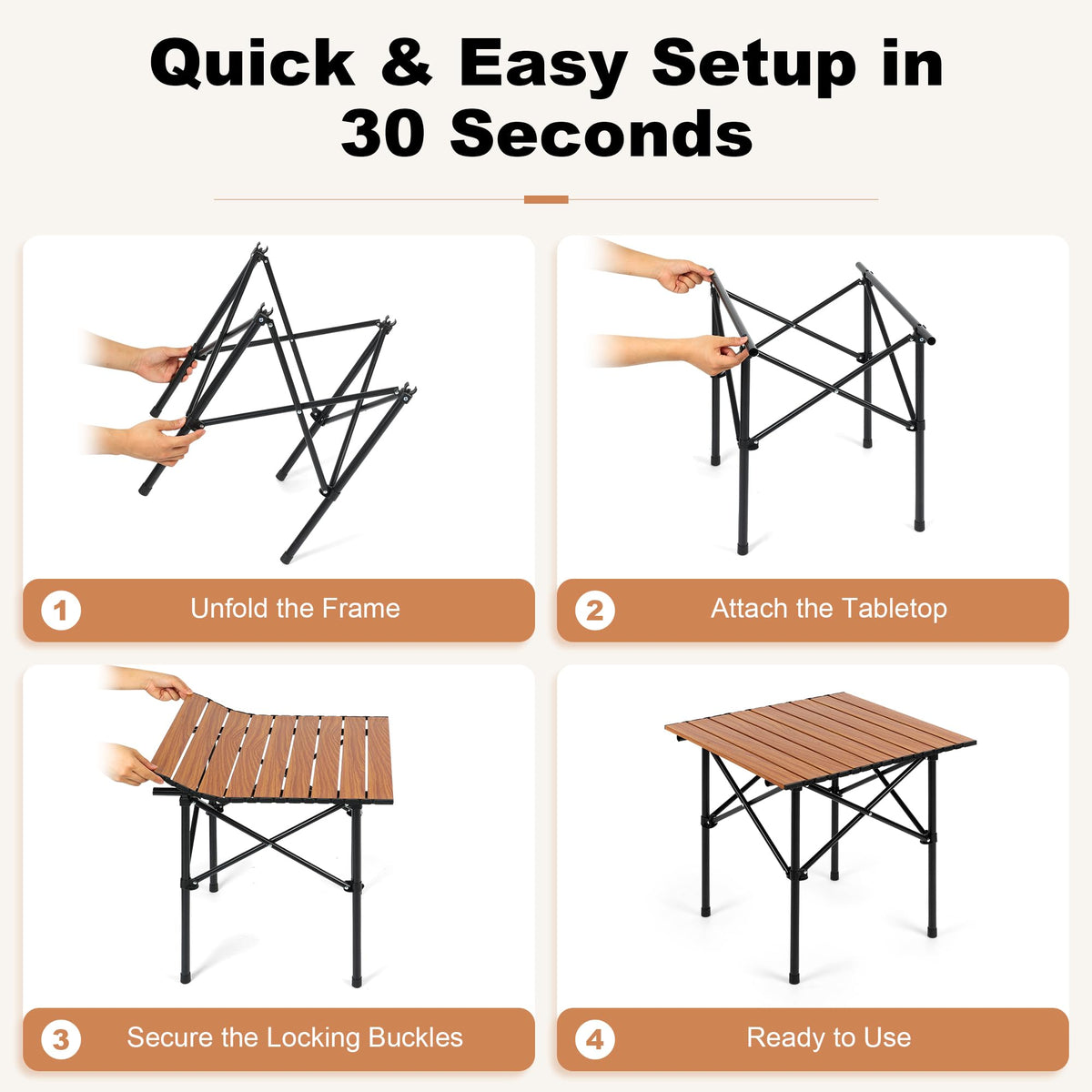 Folding Camping Table 21 x 20 Inch with Carry Bag S6515