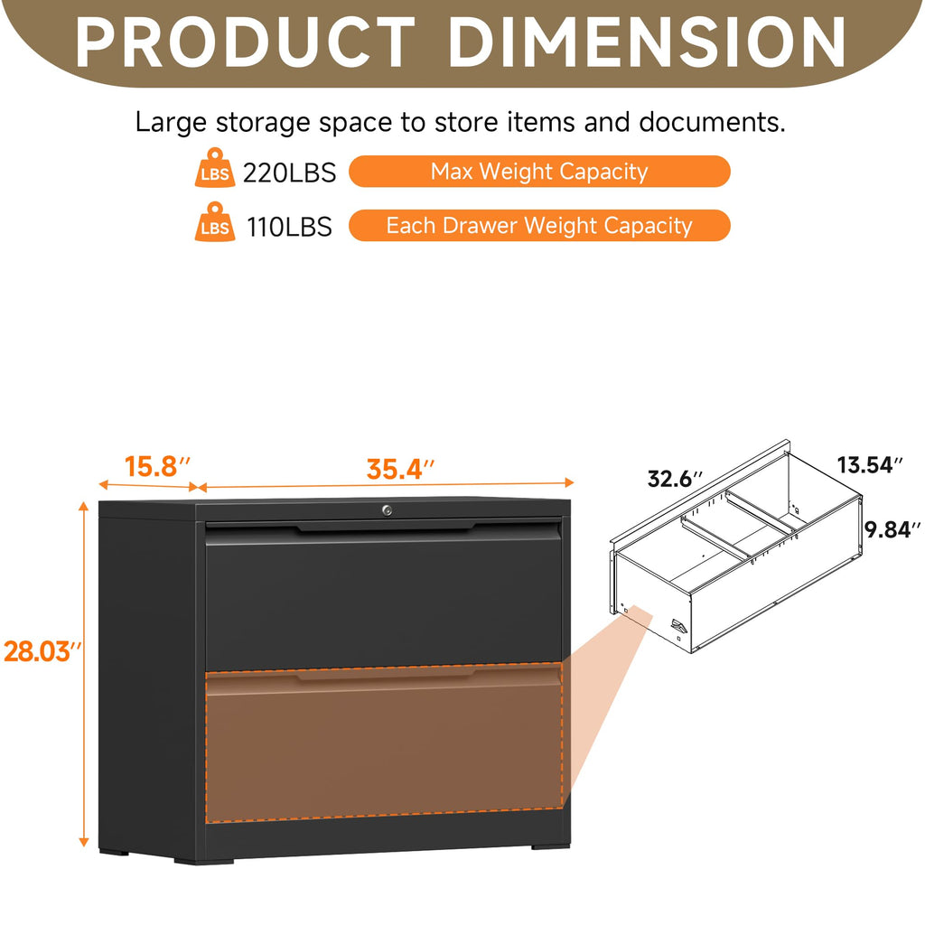 Metal File Cabinet with Lock, 2 Drawer Z8098