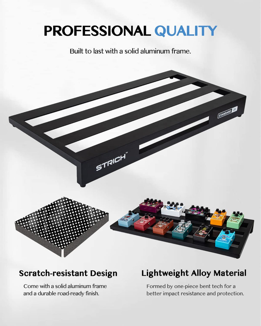 Aluminum Alloy Lightweight 28'' x 13.78'' Extra Large Guitar Pedal Board with Carry Bag X73306