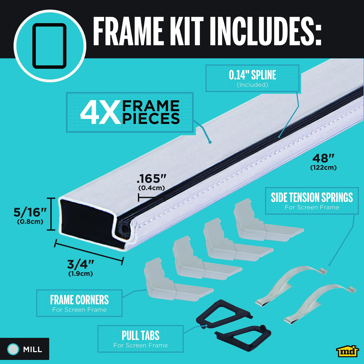 Aluminum Screen Frame Kit 5/16in x 48in x 48in P150