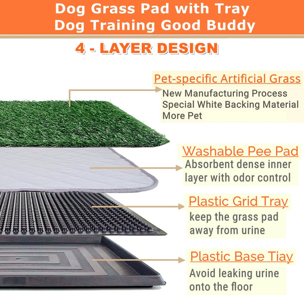 Dog Grass Pad with Tray 25"X20" Artificial Turf Pet Potty X40117