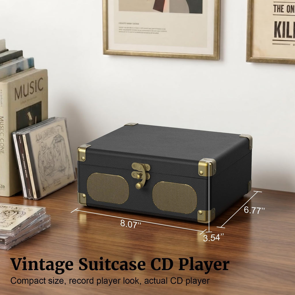 Black Portable CD Player with Speakers, Bluetooth, Remote Control, USB Playback M37497