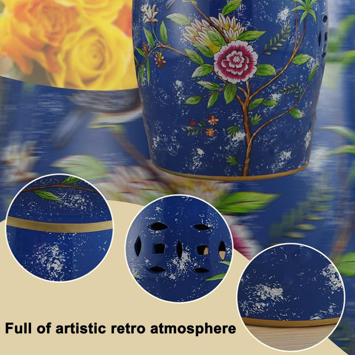Ceramic Drum Garden Stool Q3199