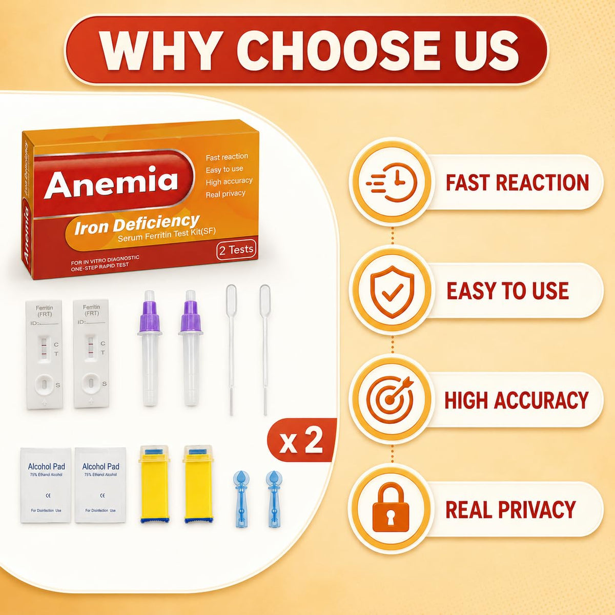 Iron Deficiency at Home Test Kit 2 Pack J3249