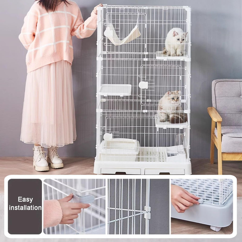 Detachable Metal Wire Cat Enclosure with Litter Box D24329