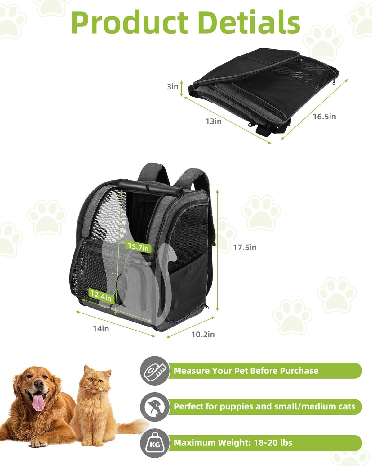 Dark Grey Breathable Mesh Cat Backpack Carrier Y141529