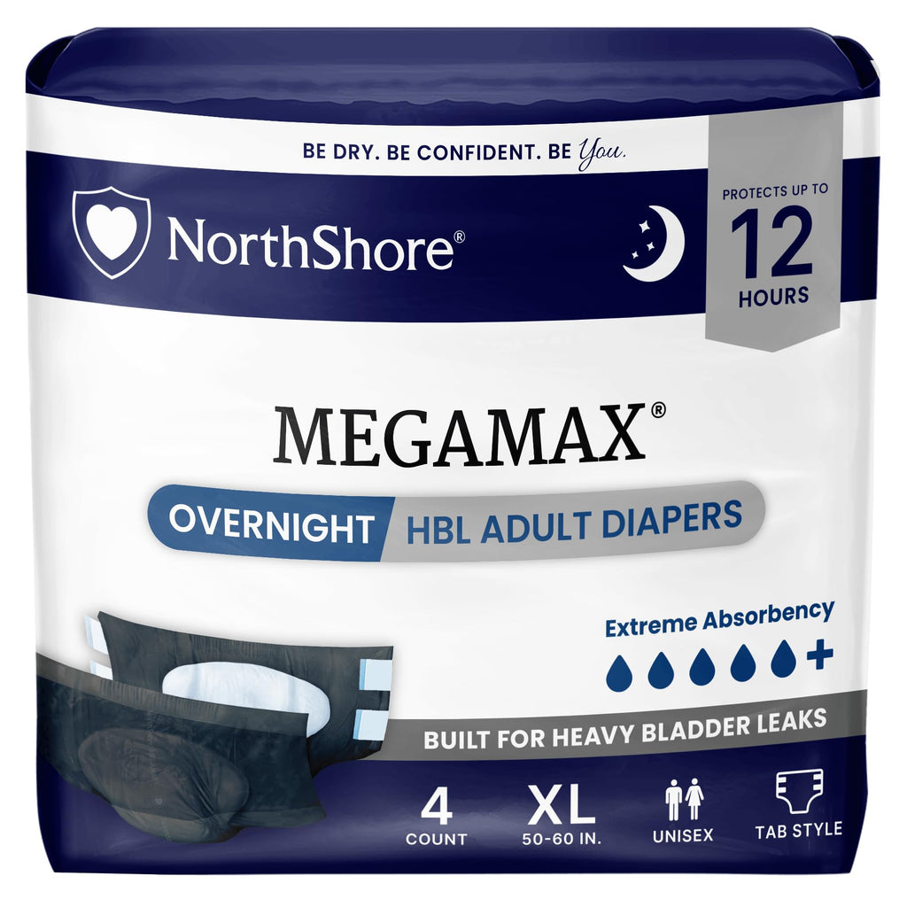 Black X-Large Adult Diapers with Tabs, 4 Count H2825