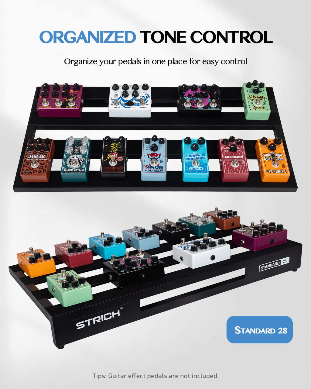 Aluminum Alloy Lightweight 28'' x 13.78'' Extra Large Guitar Pedal Board with Carry Bag X73306