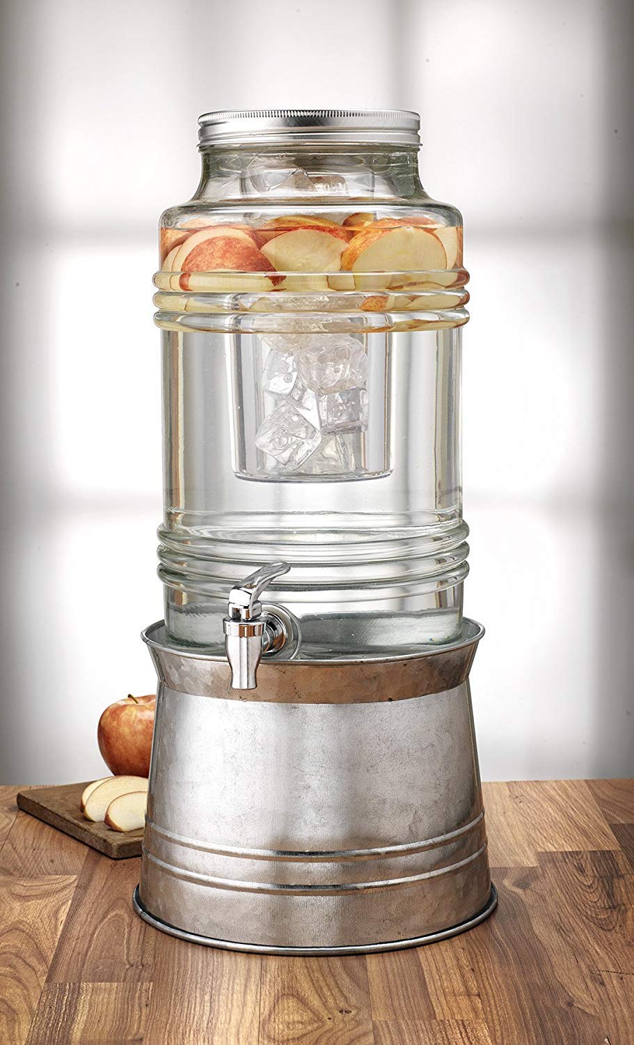 Glass Beverage Dispenser with Metal Stand V772