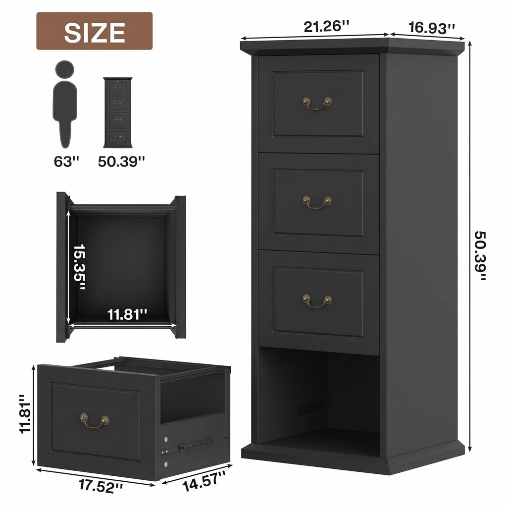 Wooden Vertical 4-Drawer File Cabinet A300