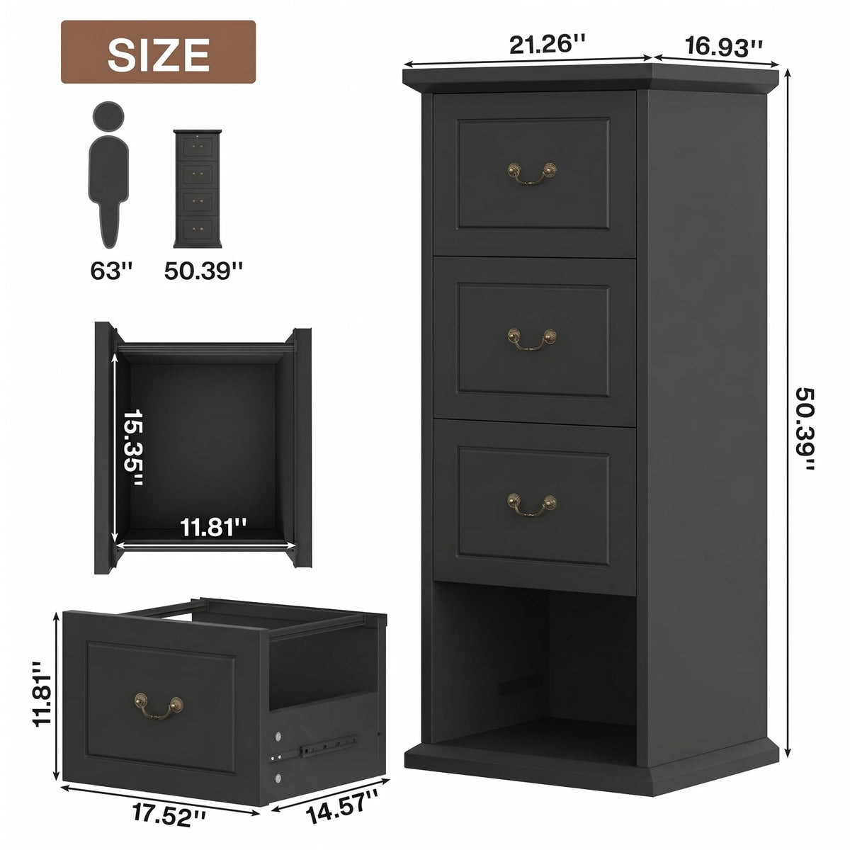 Wooden Vertical 4-Drawer File Cabinet A300