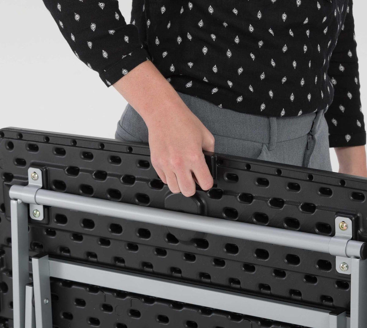 Small Folding Table, Portable Plastic Black 30 Inch F233