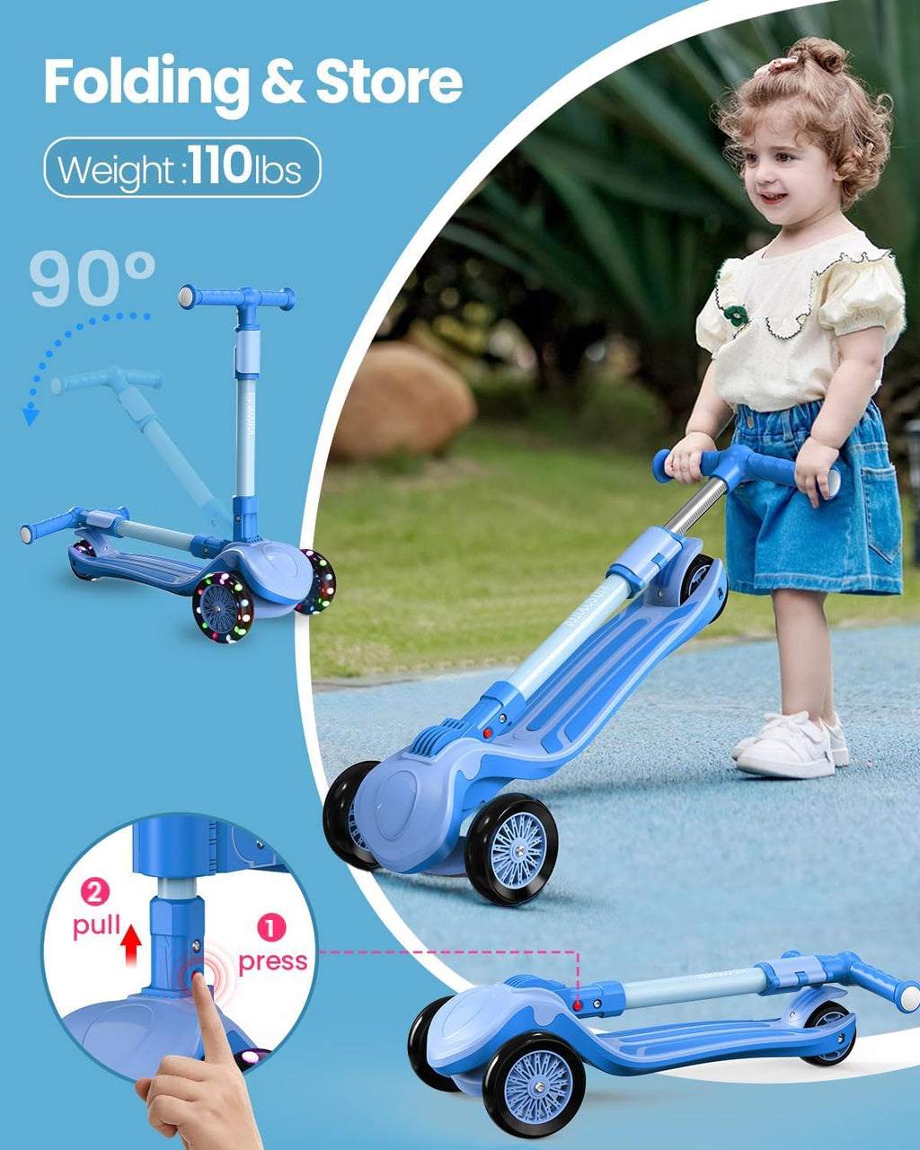 3 Wheel Foldable Kids Scooter with Seat N5206