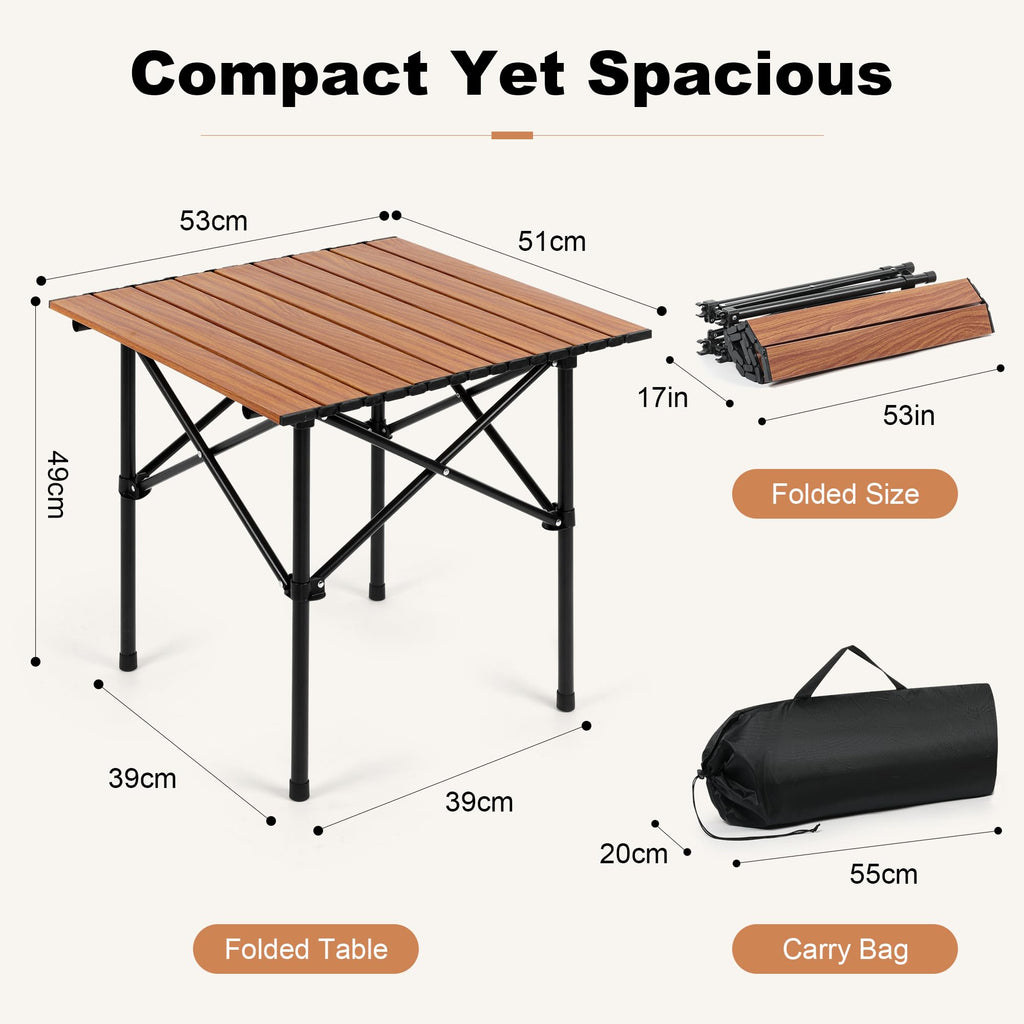 Folding Camping Table 21 x 20 Inch with Carry Bag S6515