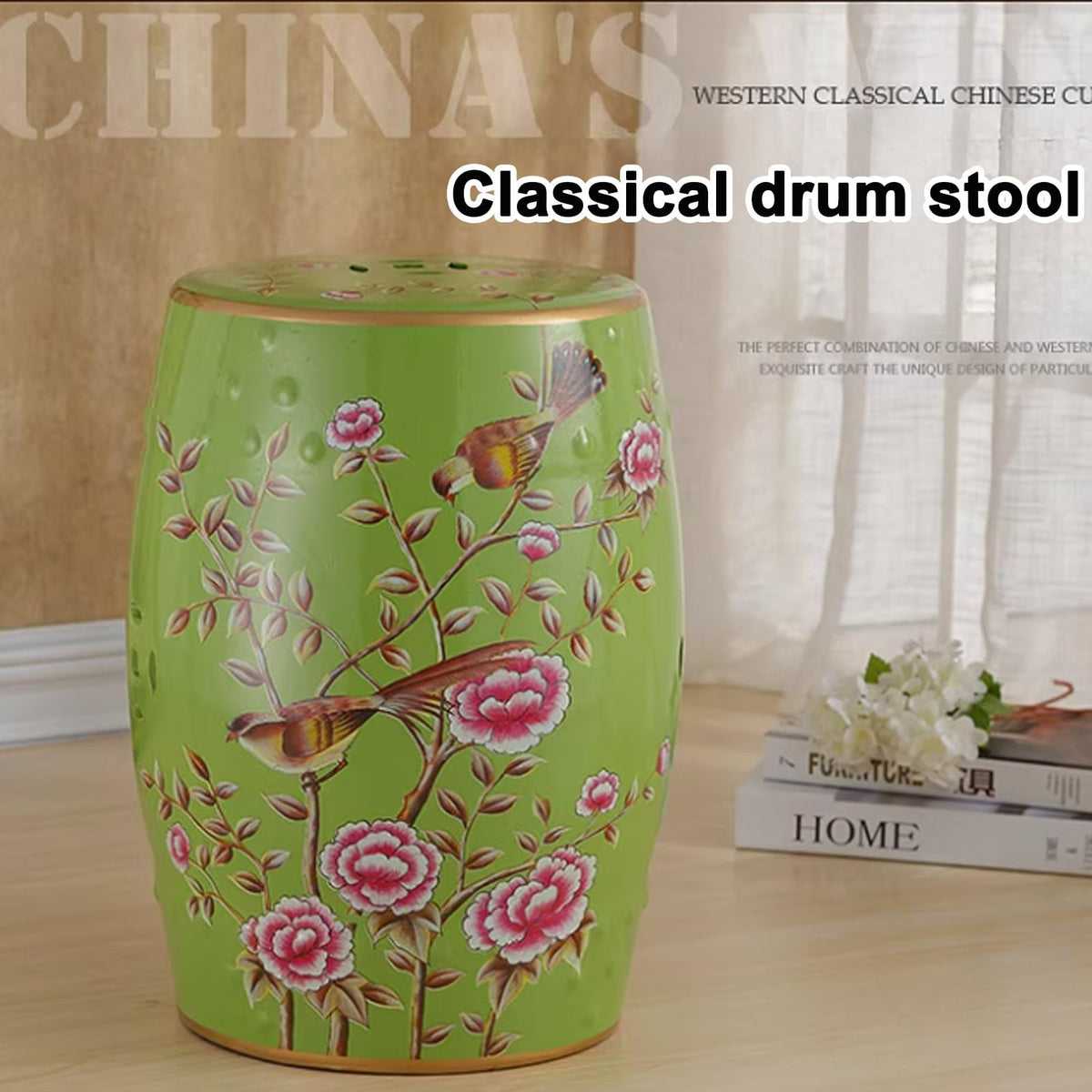 Ceramic Drum Garden Stool Q3199