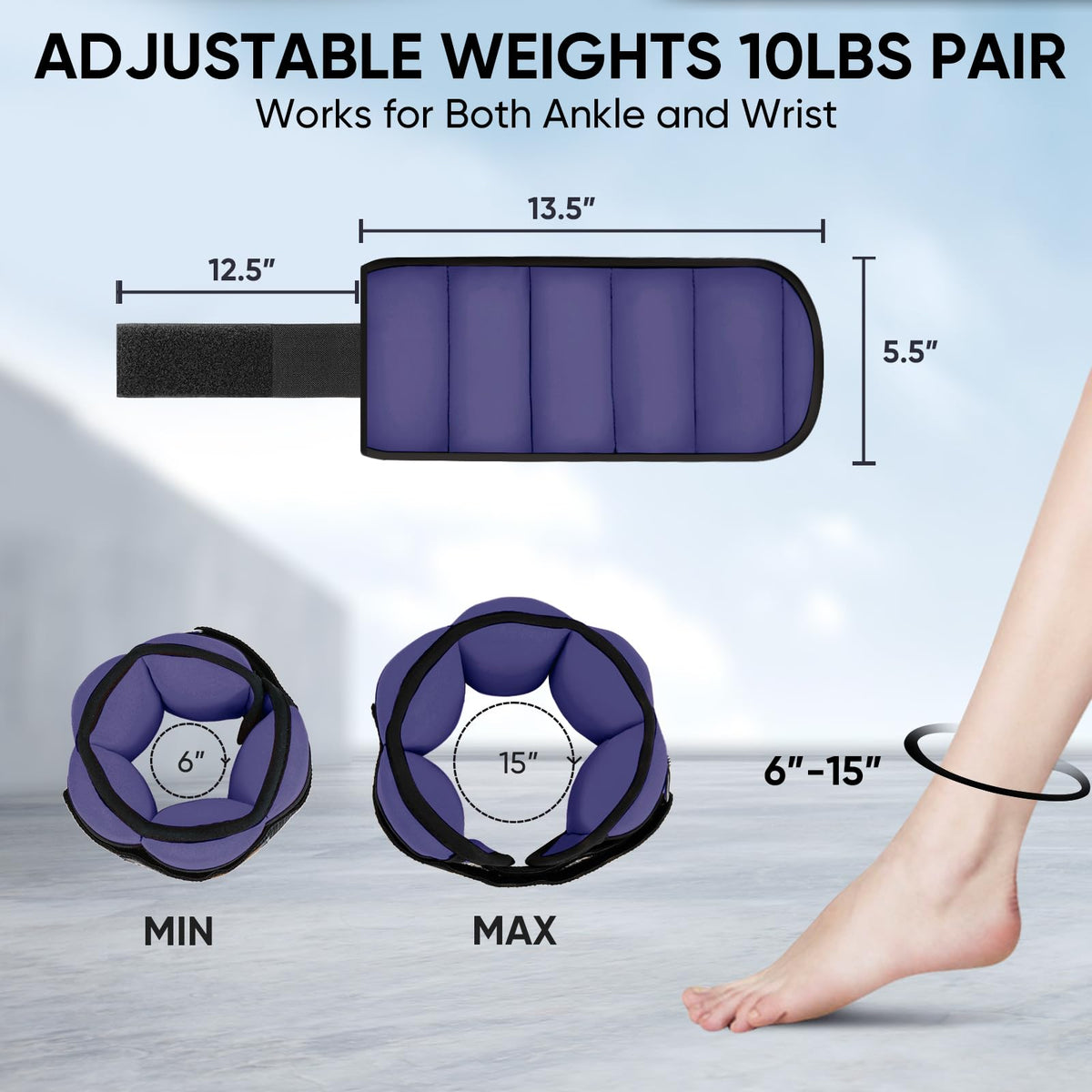 10lbs/Pair Adjustable Ankle Weights & 5lbs Weighted Vest Y92438