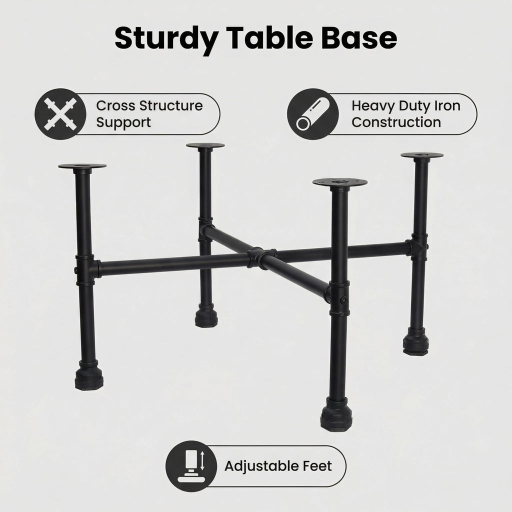 Black Industrial Pipe Table Leg Set Q795131