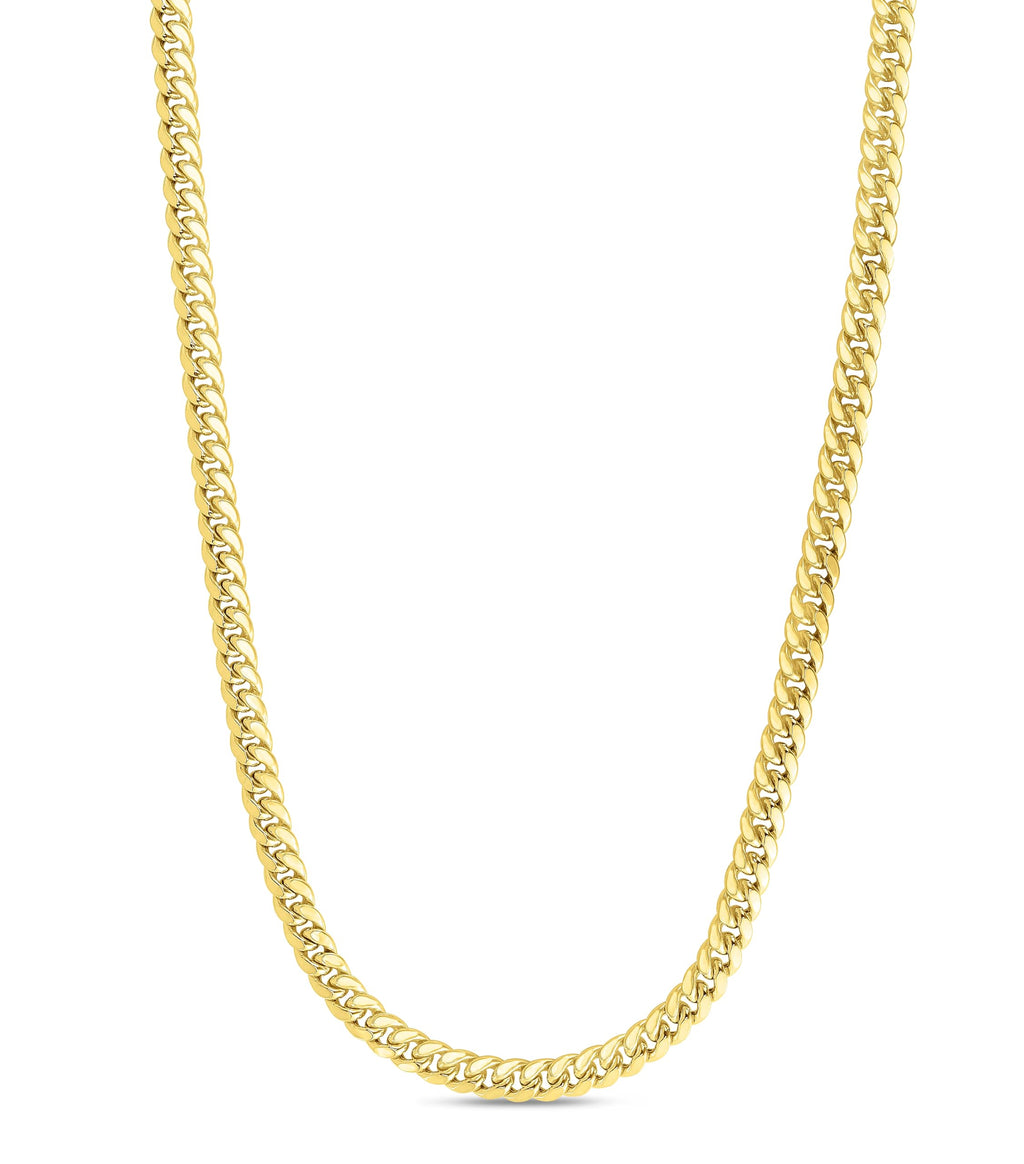 10k Yellow Gold 7mm Miami Cuban Link Chain Necklace J776