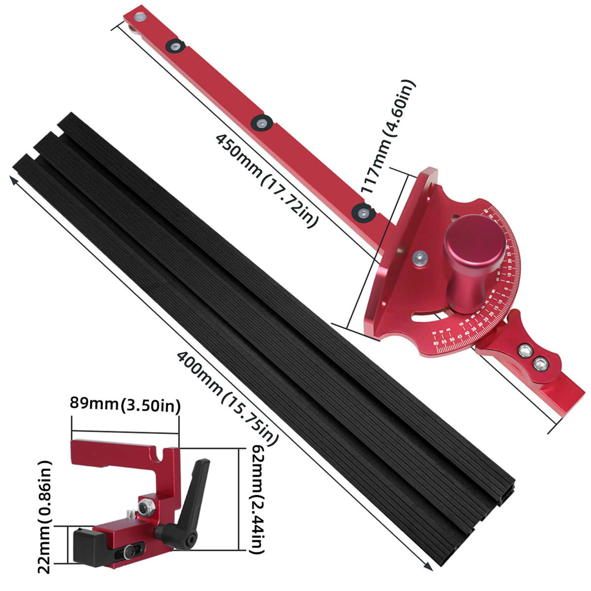 Miter Gauge with Miter Fence and 60 Degree Angled Ends P7407