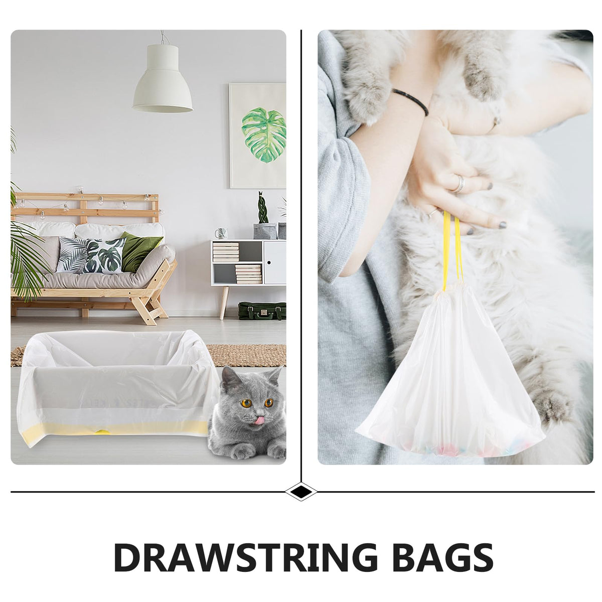 Disposable Drawstring Waterproof Cat Litter Bags W214