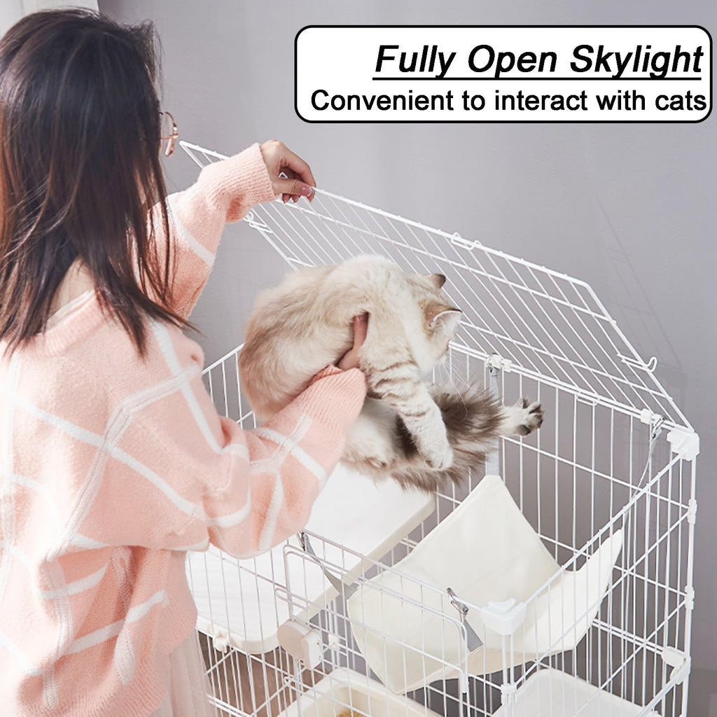 Detachable Metal Wire Cat Enclosure with Litter Box D24329