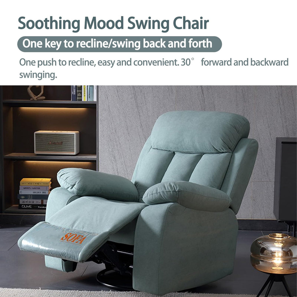 Gray Velvet Swivel Rocking Reclining Sofa T4645