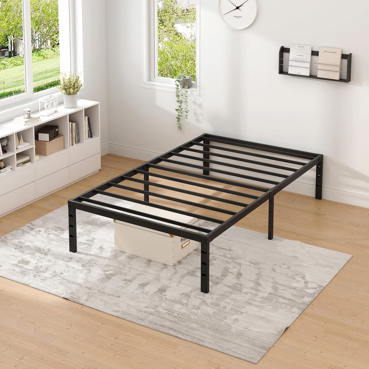 Metal Bed Frame with Storage Space, 14 Inch Q609