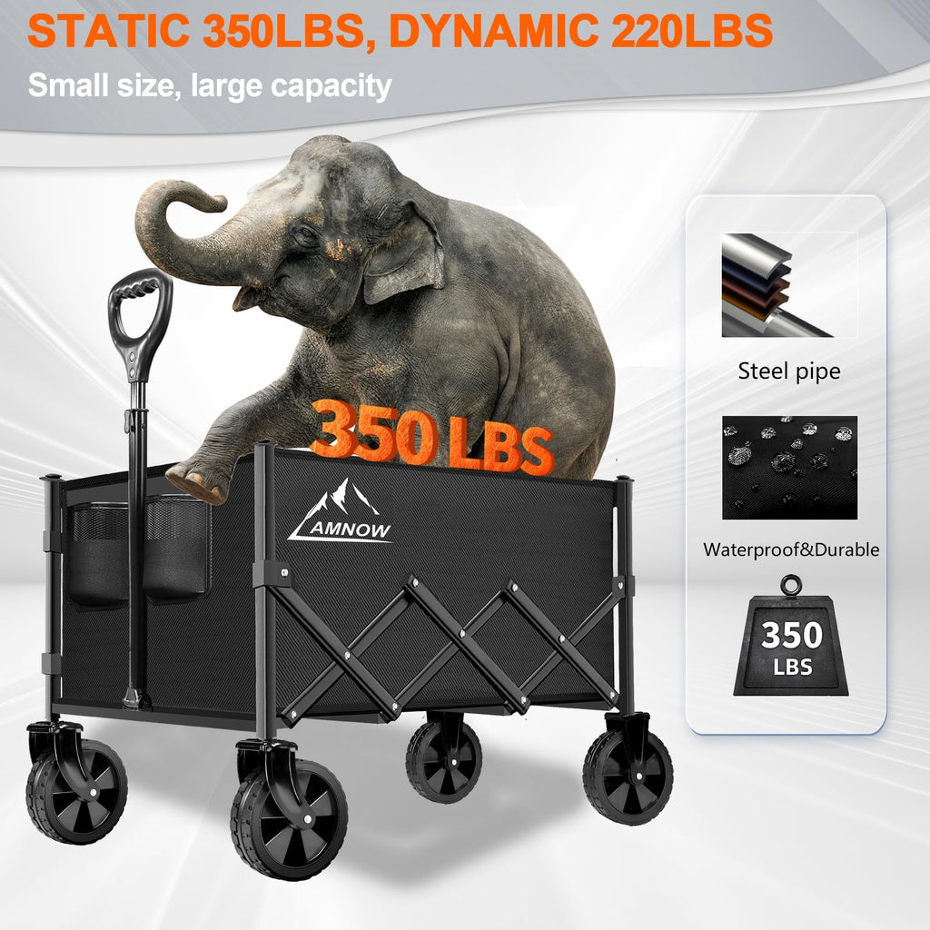 100L Collapsible Wagon Cart with All Terrain Wheels O200708
