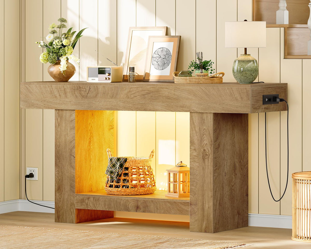 63" Entryway Table with Smart RGB Lights and Charging Station X288