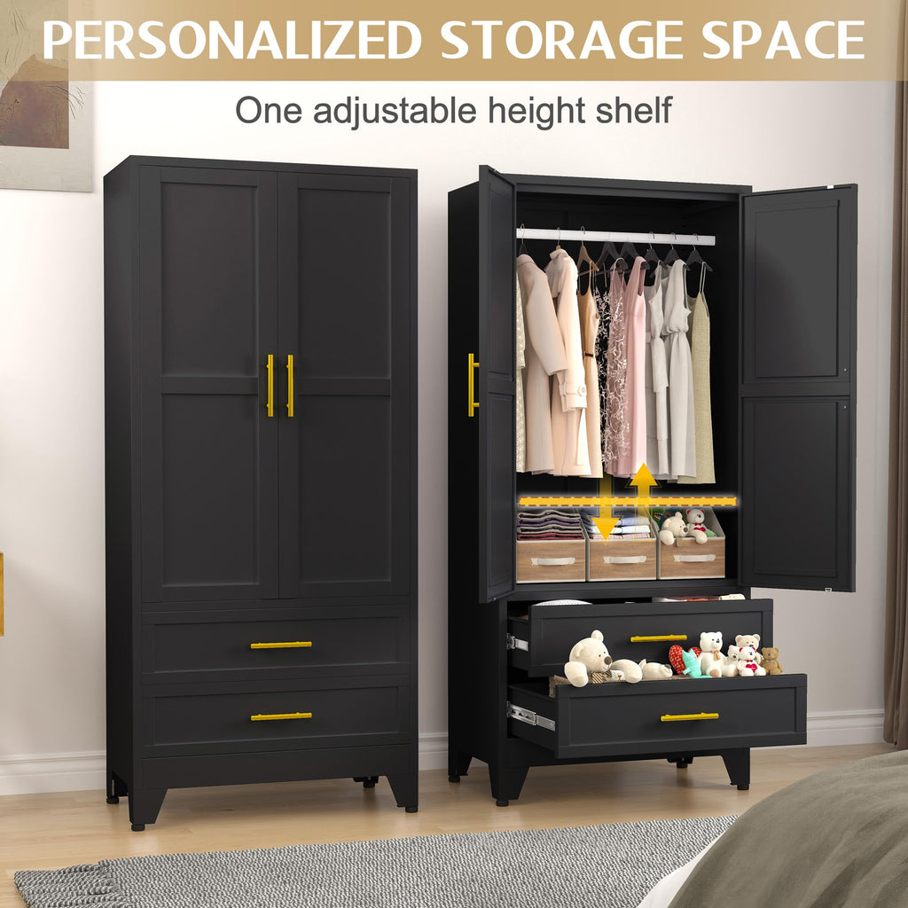 Metal Wardrobe Cabinet with 2 Drawers I978