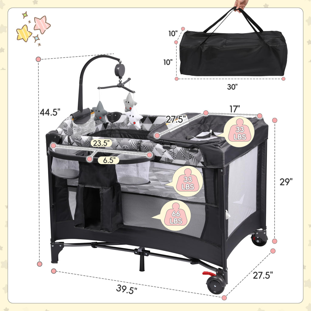 5-in-1 Baby Bassinet Bedside Sleeper with Changing Table F8036
