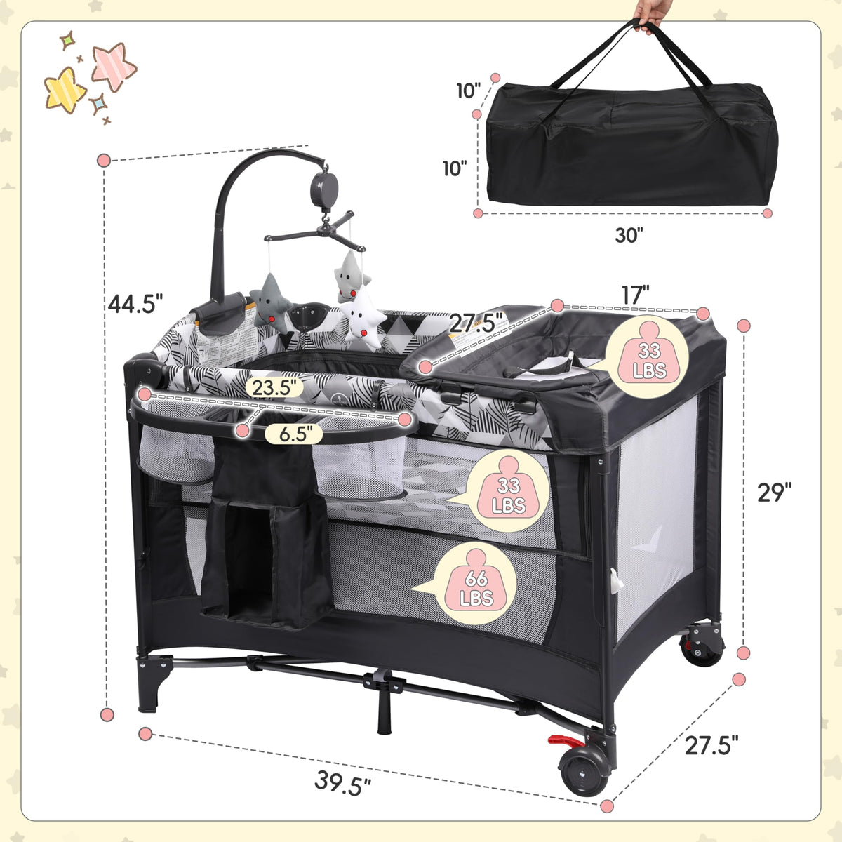 5-in-1 Baby Bassinet Bedside Sleeper with Changing Table F8036