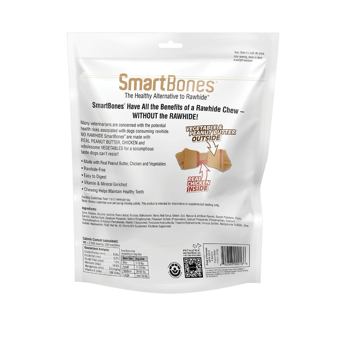 Medium Rawhide-Free Dog Treat with Peanut Butter, 4 Count O482749